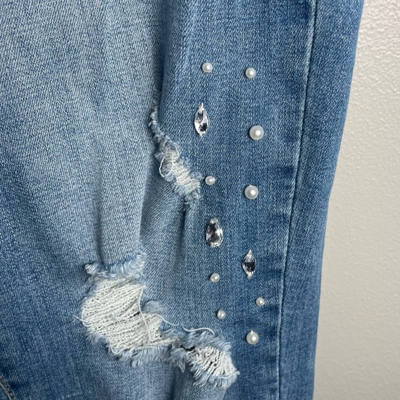 KanCan Distressed Skinny Jeans with Pearls and Jewels - Picture 7 of 13
